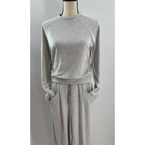 Lululemon 2 pc Set Warm Down Crew Top & Still Chill Jogger Pant Light Grey Small - Picture 2 of 11